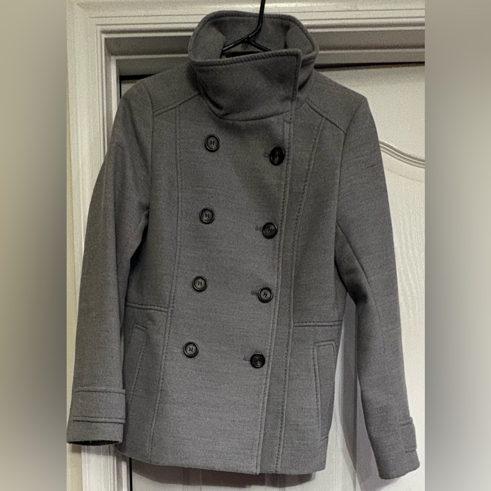 H&M Women's Charcoal Double-Breasted Pea Coat